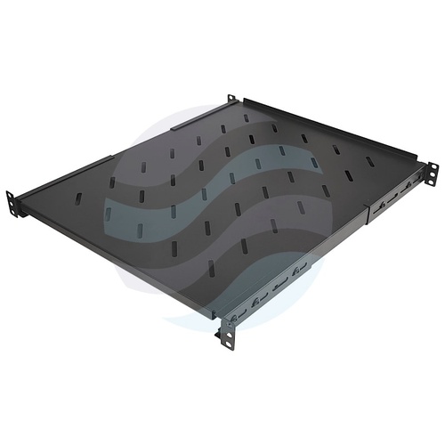 Półka stała 19" 1U, głębokość 550mm, montaż doczołowy przód/tył, regulowana 550-780mm, do szaf 800mm, perforowana... 1