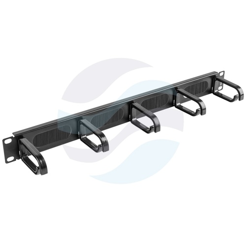 LANBERG AK-1203-B Organizator kabli Rack 19" 1U, 5x uchwyt plastikowy z przepustem szczotkowym, czarny 1