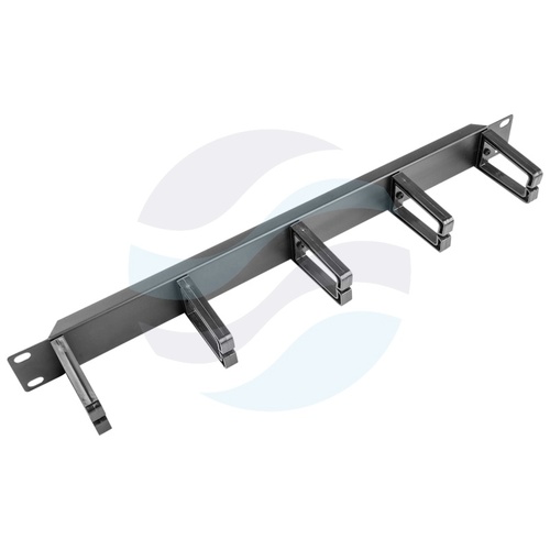 LANBERG AK-1202-B Organizator kabli poziomy 19" 1U, 5x uchwyt plastikowy oczkowy, gł. uchwytu 60mm, mocowanie doczołowe... 1