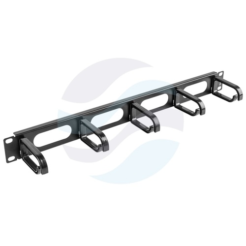 LANBERG AK-1205-B Organizator kabli poziomy 19" 1U z otworami, 5x uchwyt plastikowy oczkowy, gł. uchwytu 76mm, otwory w... 1
