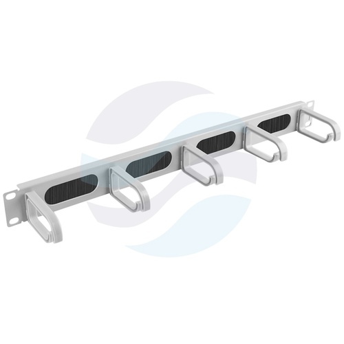 LANBERG AK-1203-S Organizator kabli poziomy Rack 19" 1U, 5x uchwyt plastik + przepust szczotkowy, stal + plastik ABS, szary (RAL7035) 1