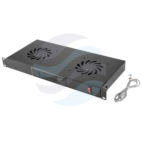 LANBERG AK-1502-B Panel wentylacyjny rack 19" 1U, LCD z termostatem, 2x wentylatory 230V, czarny 1