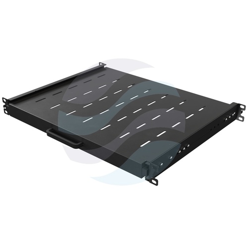 LANBERG AK-1020-B Półka wysuwana Rack 19" 1U 350mm, montaż doczołowy przód/tył, regulowana 350-500mm, udźwig 35kg, do szaf 600mm, czarna 1