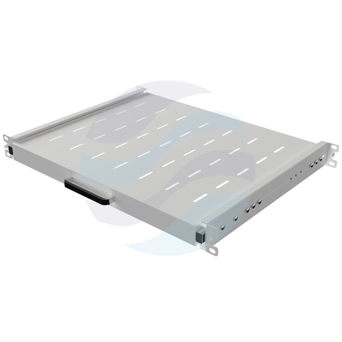 LANBERG AK-1020-S Półka wysuwana Rack 19" 1U 350mm, montaż doczołowy przód/tył, regulowana 350-500mm, udźwig 35kg, do szaf 600mm, szara 1