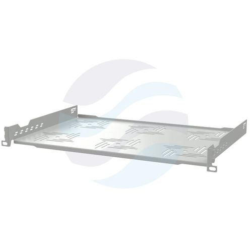 Półka stała 19" 1U 300mm perforowana, montaż doczołowy (przód), stal, udźwig 5kg, szara 1