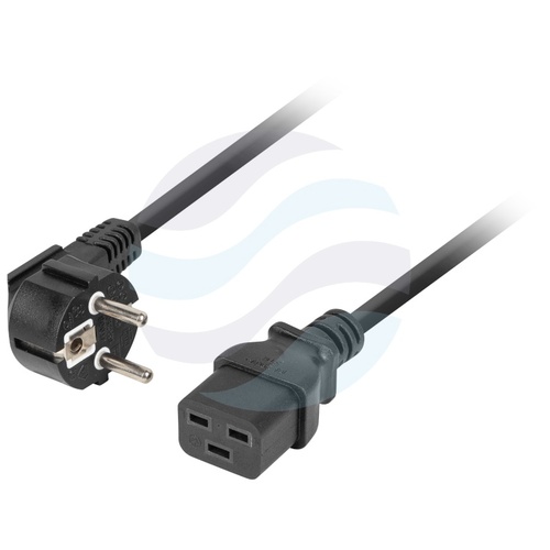 LANBERG Kabel zasilający 230V z gniazdem CEE 7/7 - IEC 320 C19, 16A, 1.8m czarny 1