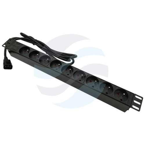 Listwa zasilająca Rack 19" 1U, 9 gniazd, wtyczka IEC320 C14, dłg. kabla 1.8m 1