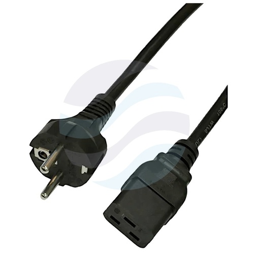 Kabel zasilający 230V z gniazdem Schuko - IEC 320 C19, 1.8m czarny 1