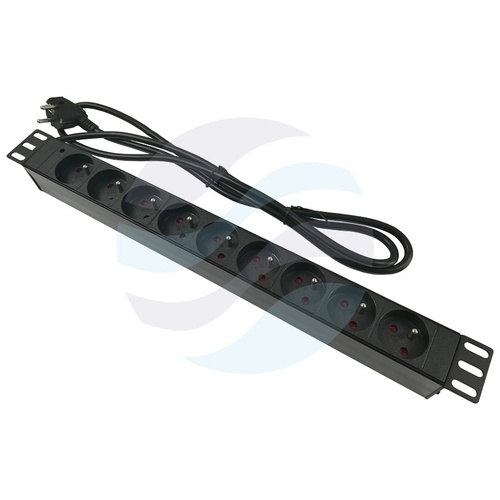 Listwa zasilająca Rack 19" 1U, 9 gniazd, kontrolka LED, dłg. kabla 1.8m 1