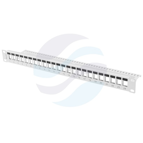 LANBERG Panel pusty 19" 1U na 24x keystone z podporą, szary 1