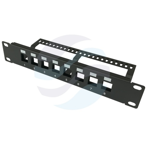 Panel pusty 10" 1U na 8x keystone RJ45, z tacką, czarny 1