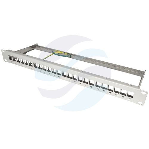 Panel pusty 19" 1U na 24x keystone FTP / STP z podporą, szary 1