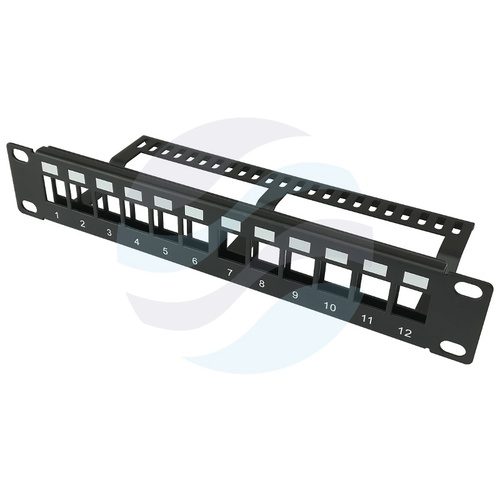 Panel pusty 10" 1U na 12x keystone RJ45, UTP, czarny 1