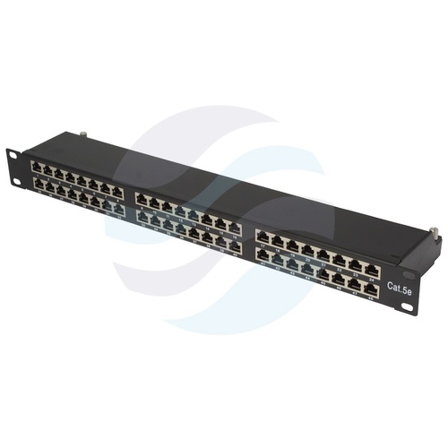 Patch panel STP 48-port RJ-45 KRONE, kat.5e, rack 19" 1U z podstawką, czarny 1