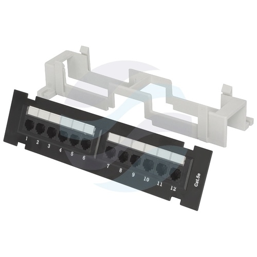 Patch panel UTP 12-port RJ-45 KRONE, kat.5e, 1.5U naścienny, czarny 1
