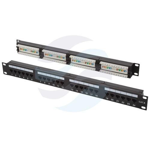 Patch panel UTP 24-port RJ-45 Dual IDC, kat.6, rack 19" 1U, czarny 1