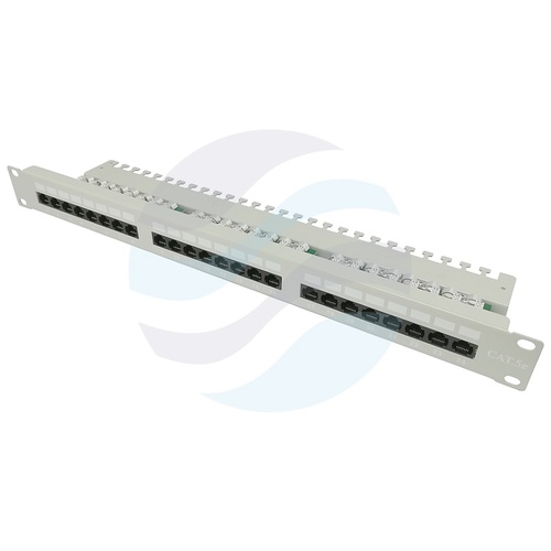 Patch panel UTP 24-port RJ-45 KRONE, kat.5e, rack 19" 1U z tacką, szary 1