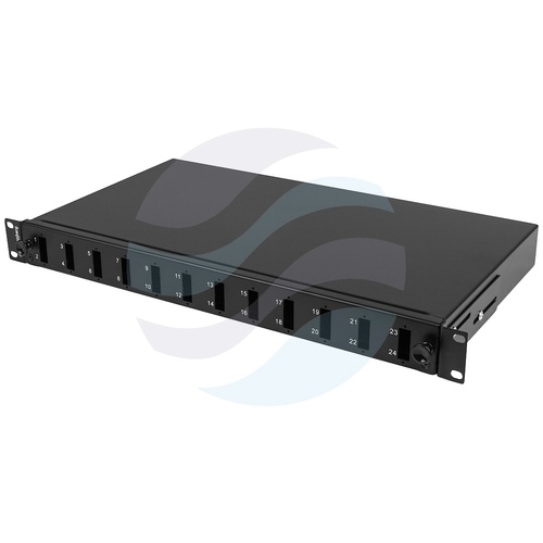Lanberg FOP1-12SD-LQB Przełącznica światłowodowa 19" 1U wysuwana 12x SC Duplex / LC Quad, czarna 1