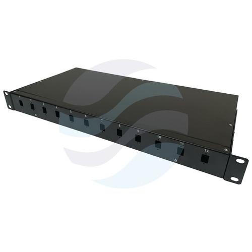 Przełącznica światłowodowa 19" 1U 12x SC Simplex / LC Duplex, czarna 1