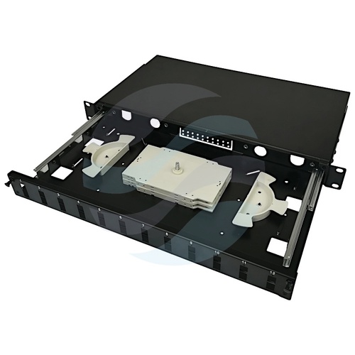 Przełącznica światłowodowa 19" 1U wysuwana 12x SC Duplex / LC Quad, czarna 1