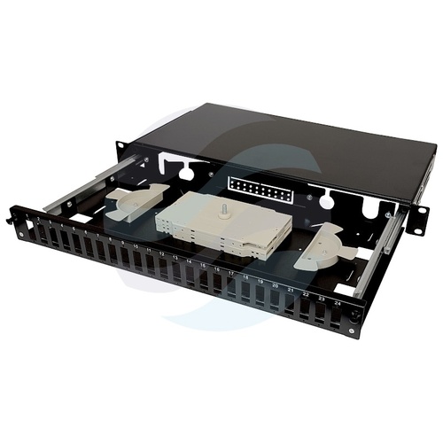 Przełącznica światłowodowa 19" 1U wysuwana 24x SC Duplex / LC Quad, czarna 1