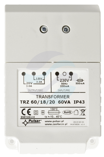 PULSAR AWT682 Transformator AC/AC TRZ 60VA/18V/20V, IP43 1