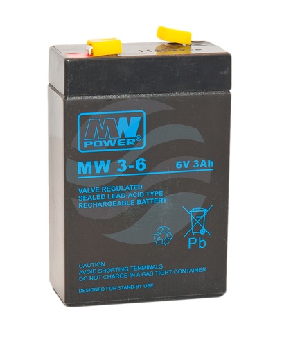 MW Power MW Akumulator AGM 3Ah/6V (66*33*97mm) Fast-on 187 (T1) 1