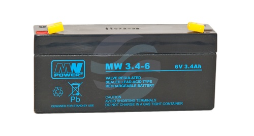 MW Power MW Akumulator AGM 3,4Ah/6V (134*34*65mm) Fast-on 187 (T1) 1