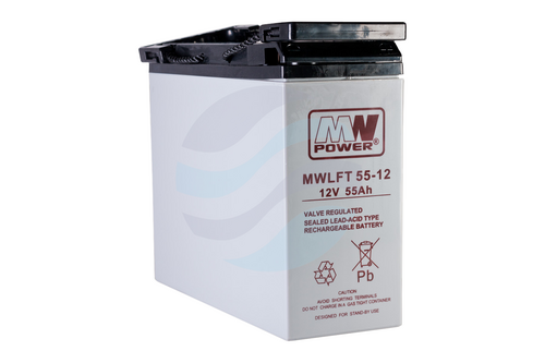MW Power MWLFT Akumulator (AGM) VRLA 55Ah/12V (227*106*222mm) śruba M6 (T16) 1
