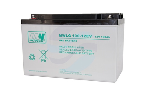 MW Power MWLG Akumulator Żelowy 100Ah/12V (330*173*220mm) śruba M8 (T60) 1