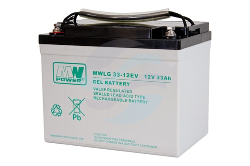 MW Power MWLG Akumulator Żelowy 33Ah/12V (196*131*166mm) śruba M6 (T16) 1