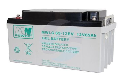 MW Power MWLG Akumulator Żelowy 65Ah/12V (350*167*179mm) śruba M6 (T16) 1