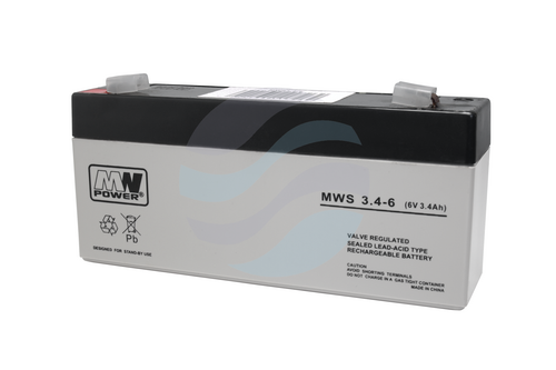 MW Power MWS Akumulator AGM 3,4Ah/6V (134*34*65mm) Fast-on 187 (T1) 1