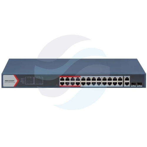 Hikvision DS-3E1326P-EI(B) Switch PoE Smart 24x 10/100Mb/s PoE 802.3af/at, 2x Gigabit Combo RJ45/SFP, budżet PoE 370W, VLAN... 1