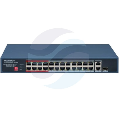 Hikvision DS-3E0326P-E/M Switch PoE niezarządzalny 24x 10/100Mb/s PoE 802.3af/at, 1x Gigabit RJ45, 1x Gigabit Combo, budżet... 1