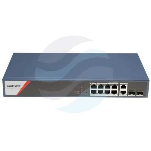 Hikvision DS-3E1512HP-SI-8P2T2F Switch PoE Smart 8x 10/100/1000Mb/s PoE, 2x Gigabit RJ45, 2x Gigabit SFP, Hi-PoE 90W, budżet... 1