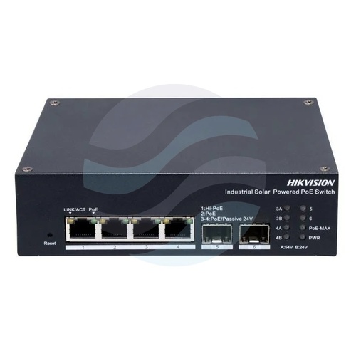 Hikvision DS-3T1506HP-EI-UPS Switch przemysłowy zarządzalny LinkVu Hi-PoE 4x RJ45 Gigabit PoE, 2x SFP Gigabit, port 1 802.3af/at/bt... 1