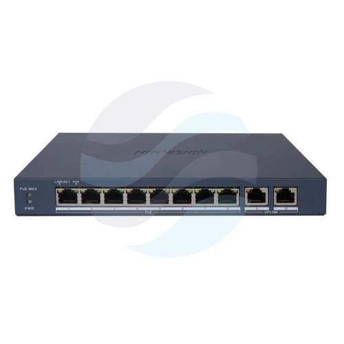 Hikvision DS-3E1510P-EI/M(B) Switch gigabitowy Smart Managed LinkVu PoE+ 8x RJ45 PoE 802.3af/at, 2x RJ45 Gigabit, max. 30W... 1