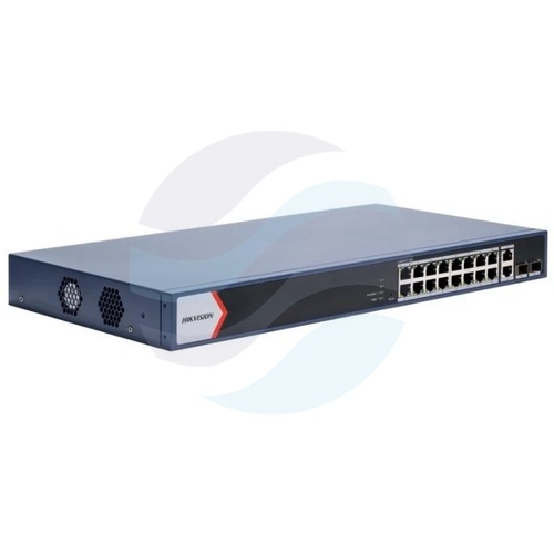 Hikvision DS-3E1520P-EI Switch PoE zarządzalny 16x Gigabit PoE + 2x Gigabit RJ45 + 2x Gigabit SFP, 802.3af/at, budżet 230W... 1