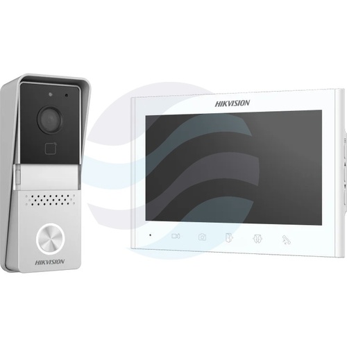 Hikvision DS-KIS102-P/Surface Zestaw wideodomofonowy analogowy 2-żyłowy, kamera 800TVL, kąt 110°, monitor 7 cali 1024x600... 1